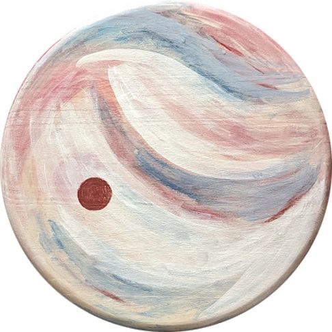 acrylic on wood panel mandala prayer wheel circle art abstract