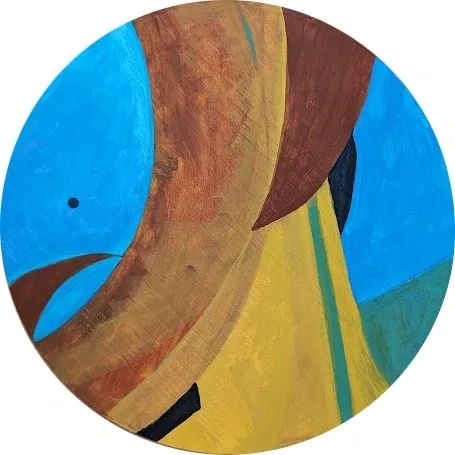 acrylic on wood panel mandala prayer wheel circle art abstract