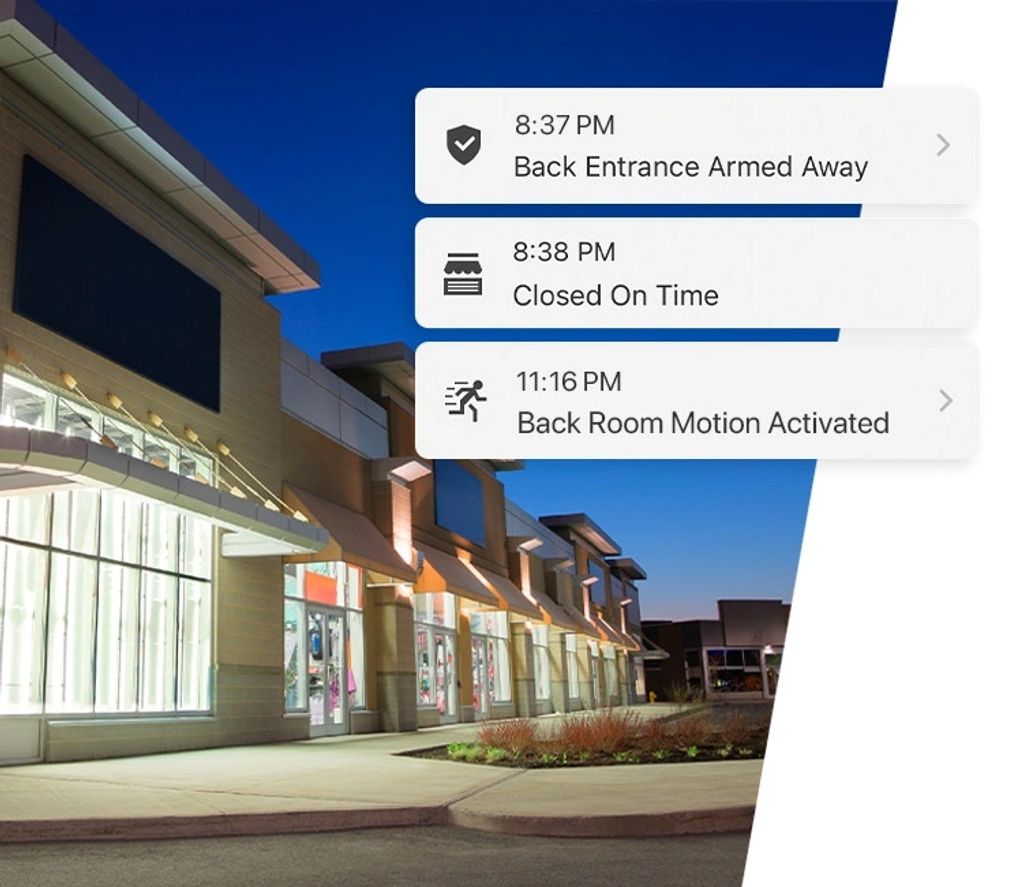 Business Security System iPhone and android notifications