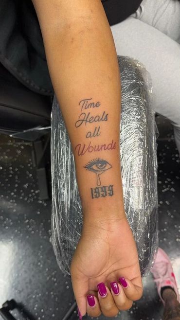 Time heals all wounds womens tattoo for forearm