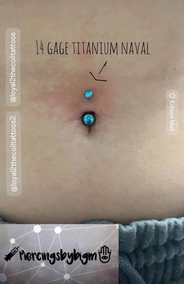 14 gauge belly button piercings done in fort myers