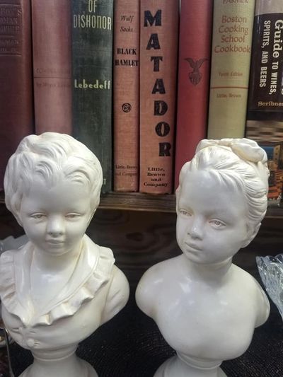 Old books and busts.