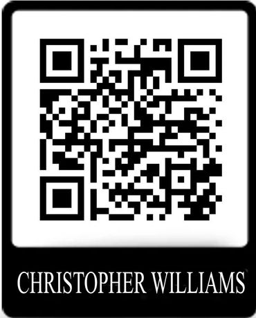 A QR code above the name Christopher Williams in white text on black background.