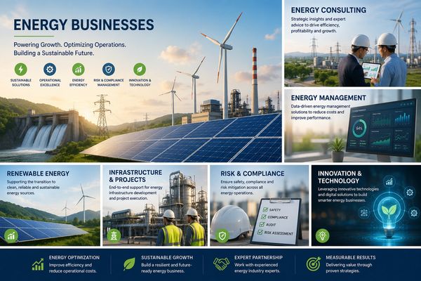 Overview of energy businesses focusing on sustainability, innovation, and operational excellence.