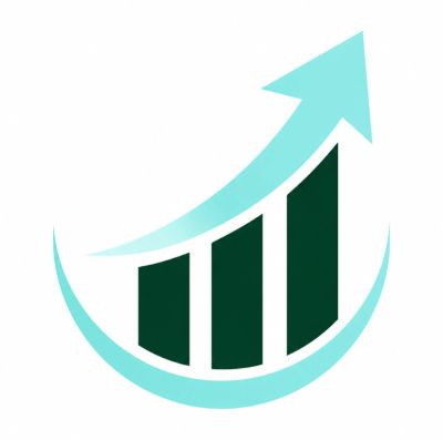 Upward trending bar graph with arrow.