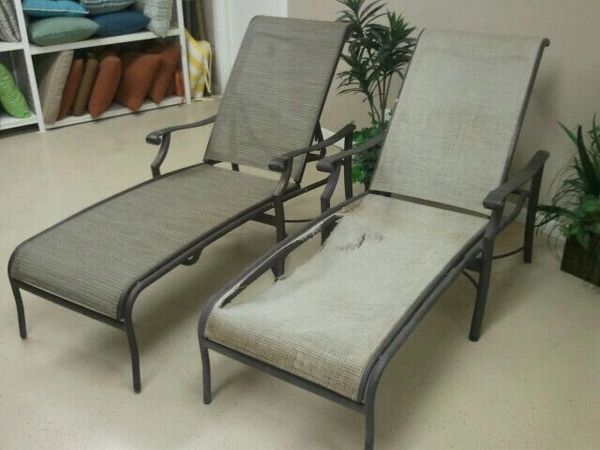 Sling chaise lounge - before and after