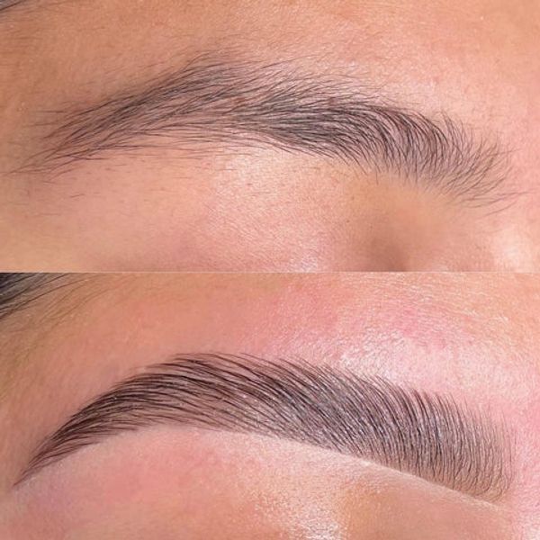 Before and after image of woman shaped eyebrows