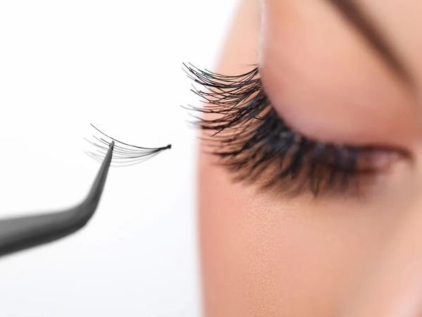 Closeup shot of eyelashes of the client