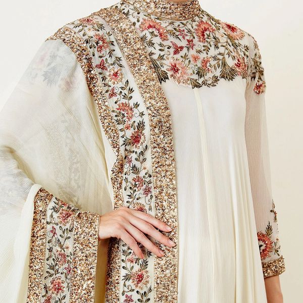 Embroided Dress, Wedding Dress, Casual, Regular Wear