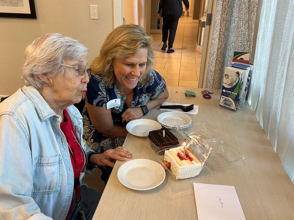 Senior celebrating birthday