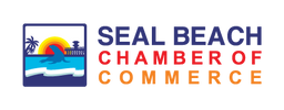 Logo of Seal Beach Chamber of Commerce featuring a sunset over ocean waves.