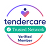 Tendercare Trusted Network verified member badge with heart icon.