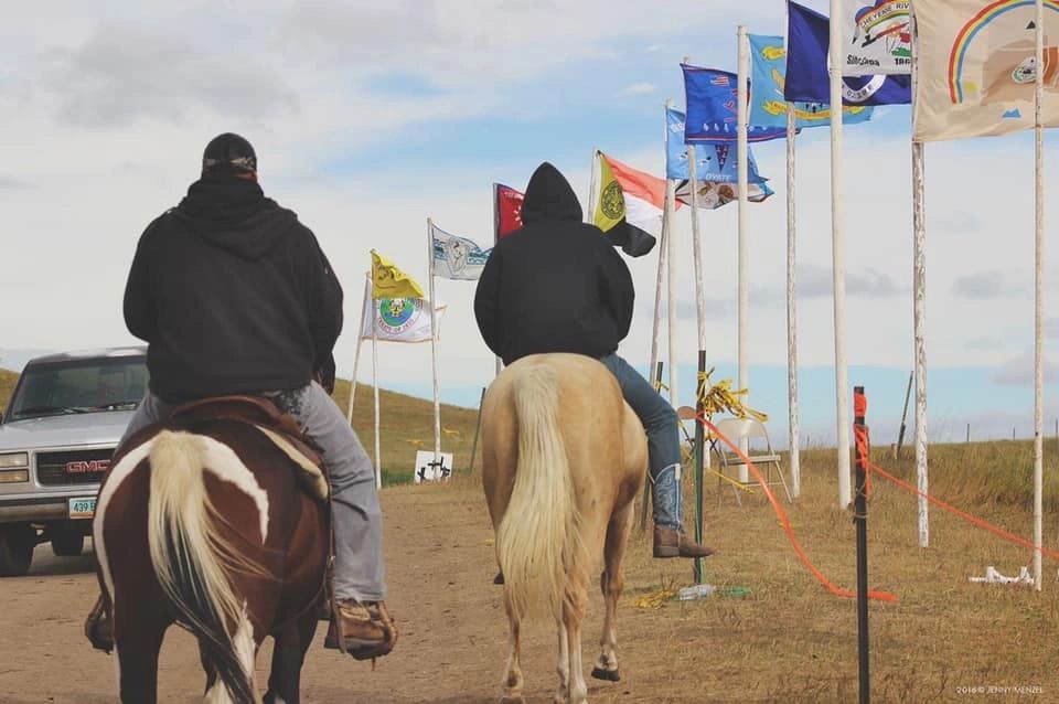 Tribal flags at Standing Rock