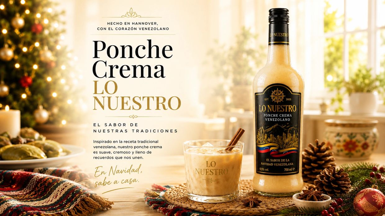 Ponche crema venezolano Lo Nuestro para las fiestas navideñas.