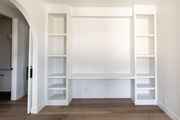 main floor office with built in storage