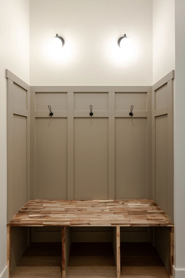 built in bench with hooks