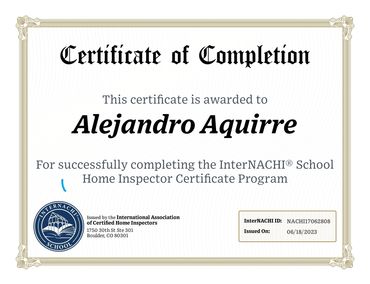2023 CE Certificate 
Certified Professional Inspector