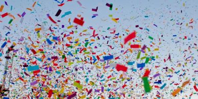Confetti being thrown in celebration