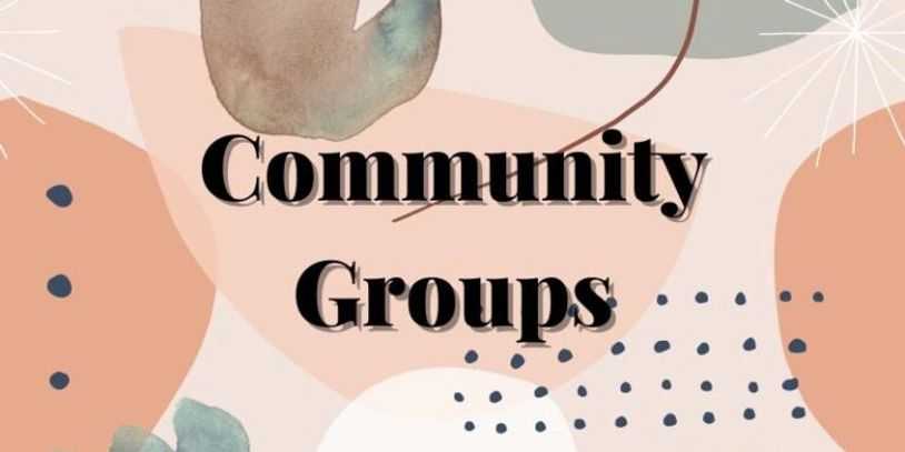 Community Groups graphic with various shapes and dots for decoration 