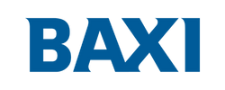 BAXI logo in bold blue letters on a transparent background.