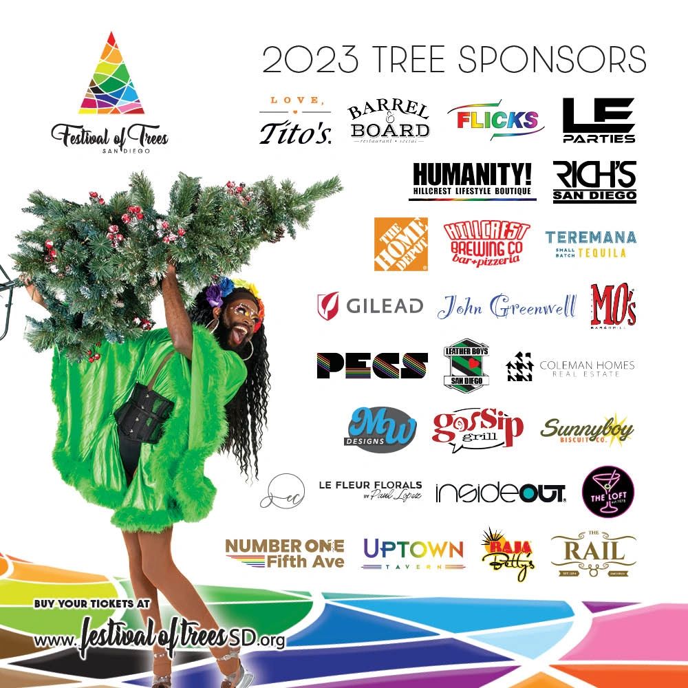 2023 Festival of Trees tree sponsor logos