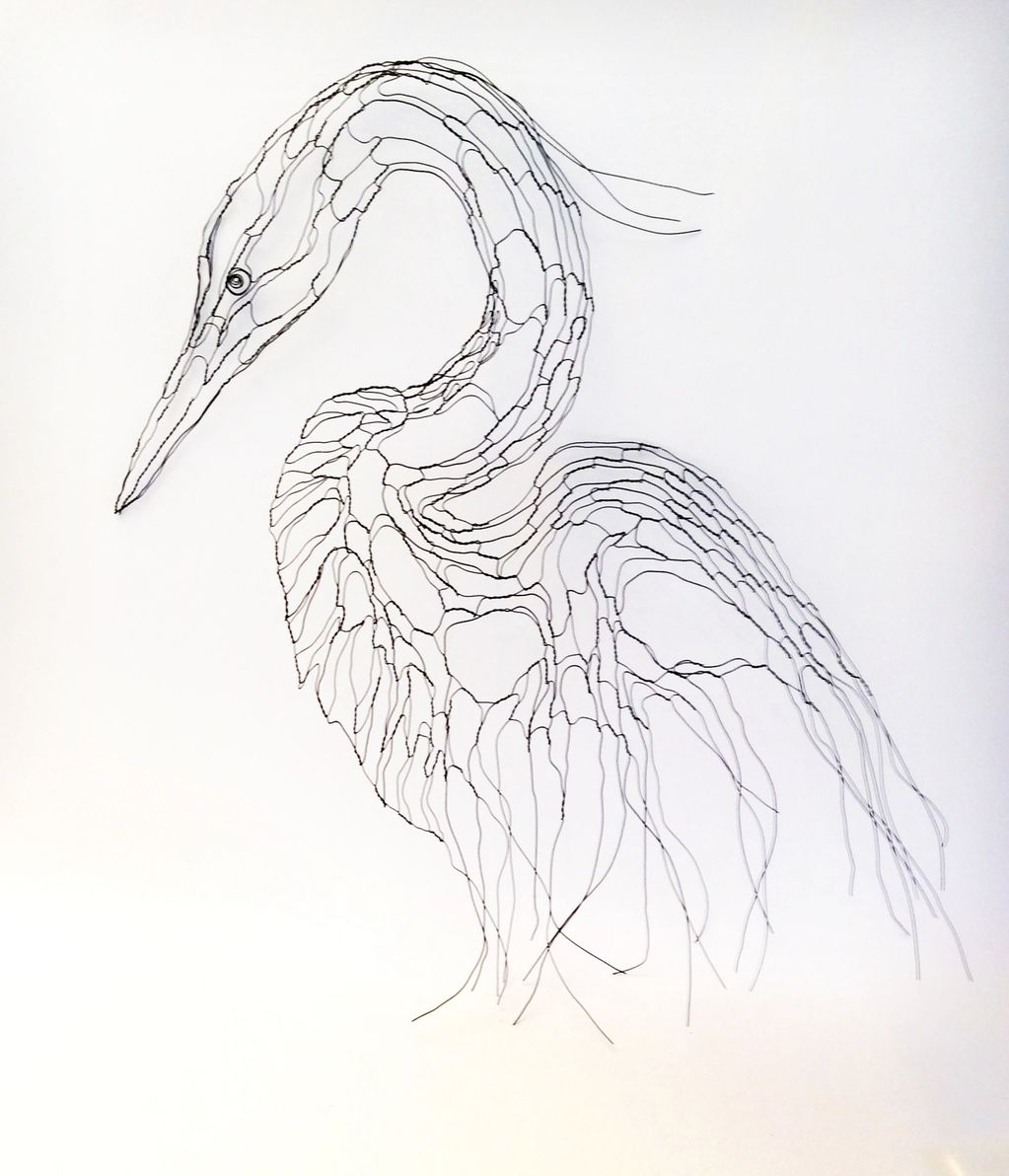 2D Heron or egret, wire wall art by Elizabeth Berrien