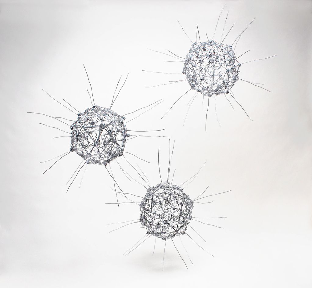 Spheres, cocoon elements for Hyundai Genesis TV spot. Wire sculpture by E Berrien