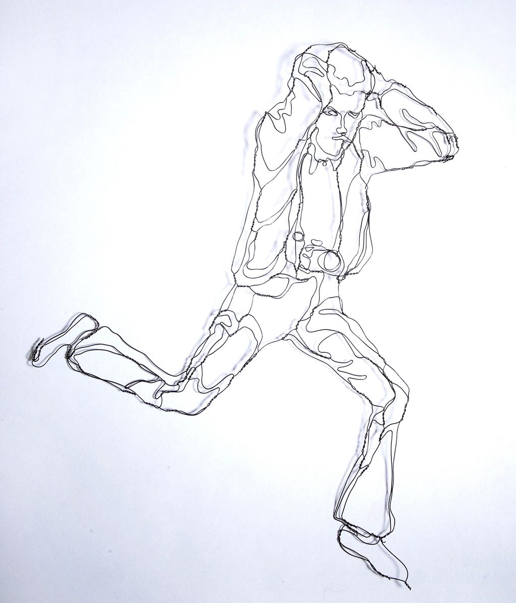 "Running Photographer" 2D wire sculpture, detail of BBC Cables campaign  by BBDO/NY