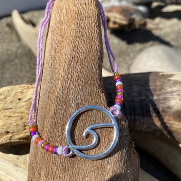 Waves and beads bracelet or anklet