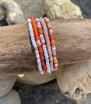 Set of 5 glass bead bracelets