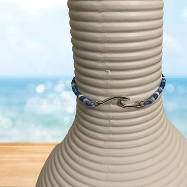 Wave and bead bracelet or ankle bracelet