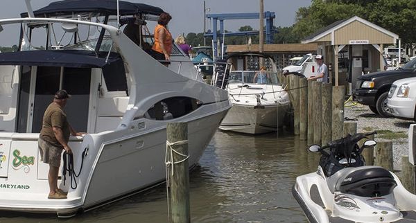Boat Coming to Dock -  Goose Bay Marina & Campground - Welcome, MD - Oasis Marinas