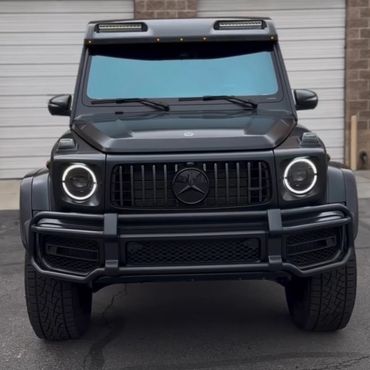 black mercedes with color infused paint protection film