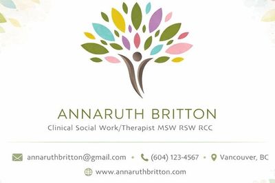 Business card for Annaruth Britton, Clinical Social Worker and Therapist.