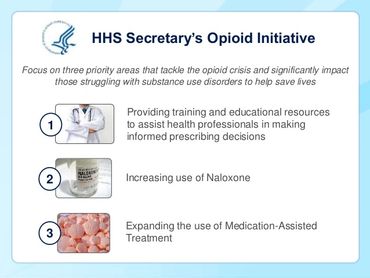 HHS Secretary's initiative targets opioid crisis with training, naloxone use, and medication-assisted treatment.
