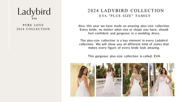 Ladybird's 2024 plus-size wedding dress collection named EVA.