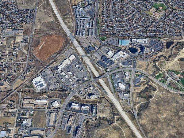 Satellite overview of Westminster at I-25 and Church Ranch boulevard.