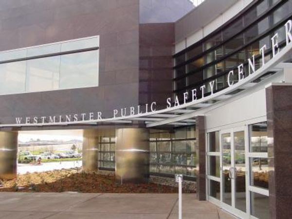 View of the entry court to the Westminster Public Safety Center.