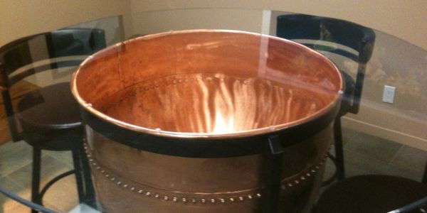 Custom Copper Candy Kettle Reclaimed and Hand Polished Fabricated Table 