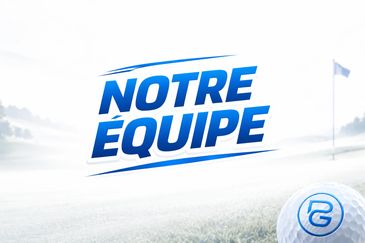 Logo of Notre Équipe with a golf ball and flag in the background.