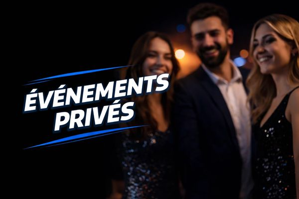 Three people enjoying a private event at night.