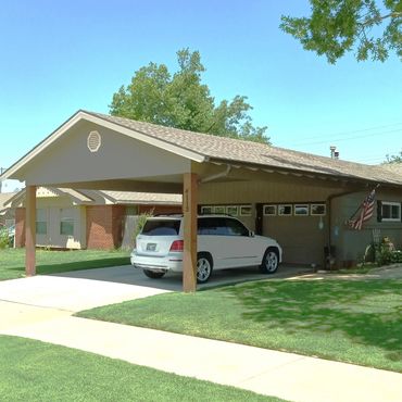 24ftx24ft cable roof carport with exposed rafter tail ends to match the house using LVL beams 2-post