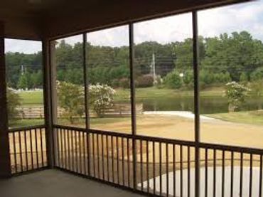 Screen room walls with protective lantials with picket barrier to protect the screens