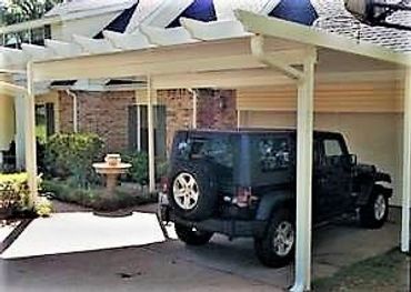 Attached 20ft x 20f t3-inch Structural insulated panel carport with our Santa-Fe pergola end trim