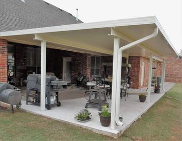 30ft x 24ft structural insulated panel patio cover using extruded aluminum I-beams Built in Mustang