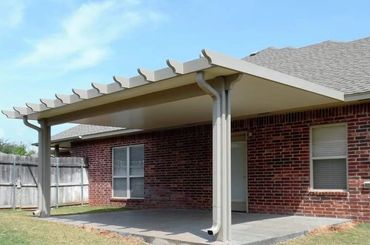 20ft/14ft SIPs Patio Cover with the Santa-Fe trim package installed built in Edmond, OK Clay Color