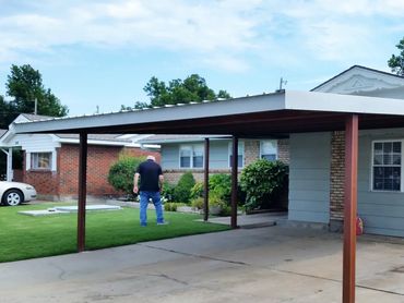 Basic 20 x 20ft attached 6 inch 14 gauged steel C-beam full boxed carport with bent formed trim