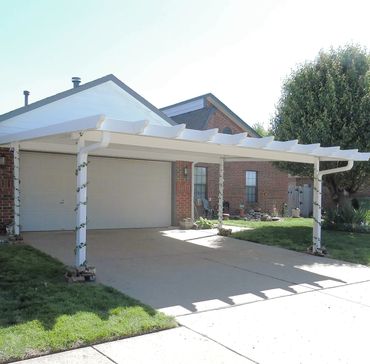 20ft x 20ft rolled formed flat-pan aluminum carport using extruded aluminum and Monterey trim option