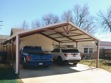24ft x 24ft attached Red steel framed Cable style fabricated carport,