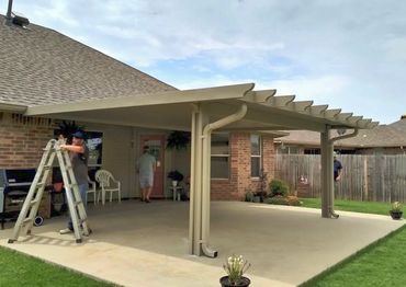 18ft X 16ft SIPs type of patio cover with the added Santa-Fe trim options that is Clay in color.